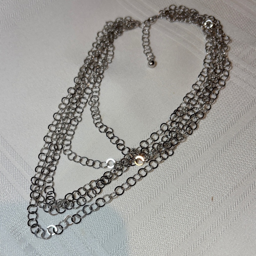 Silver Multi-Layer Chain Necklace